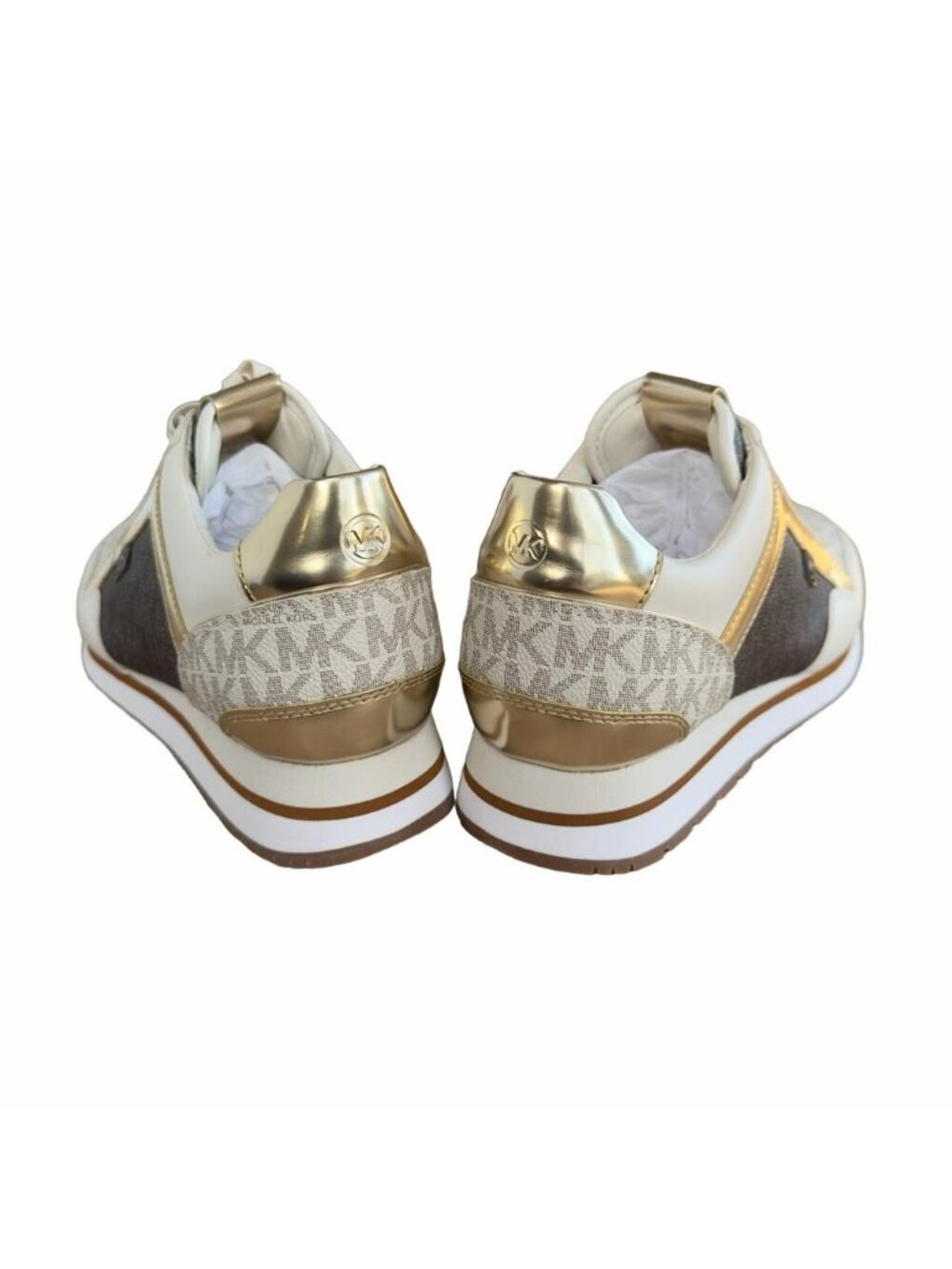 ✨Michael Kors Maddy Trainer Sneaker Vanilla Brown Gold Sz 7 Women's Shoes Casual - Picture 5 of 10